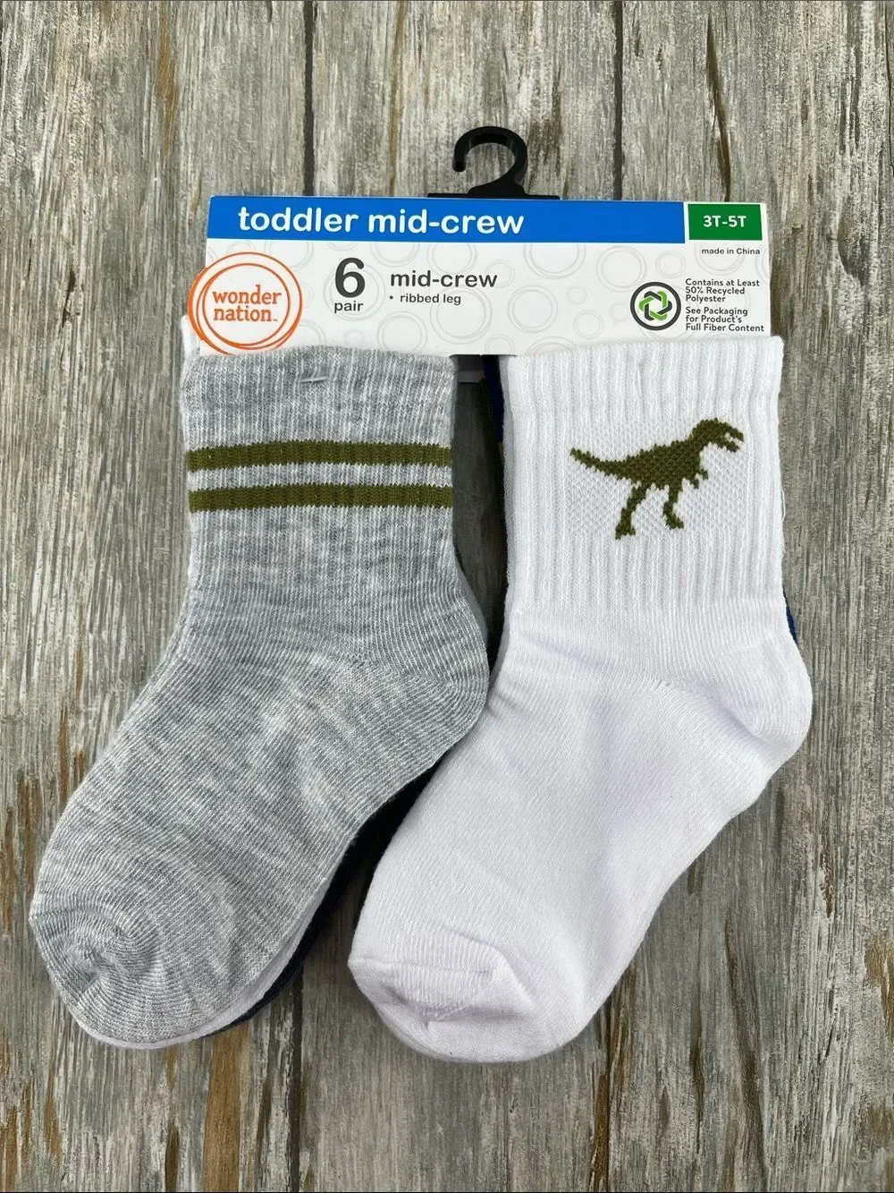 Toddler Mid-Crew Socks 2, 6-Packs Size 3T-5T